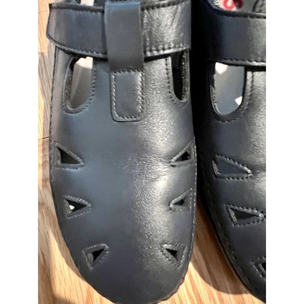SAS Roamer Women's 11N Navy Leather Comfort Shoes Tripad T-Strap Mary Jane